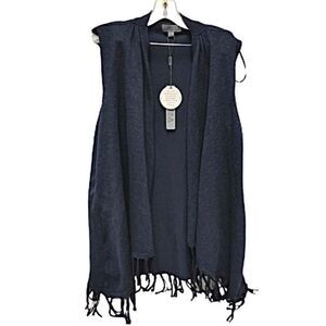 Navy Blue Knit Vest Sleeveless Cardigan Large NWT